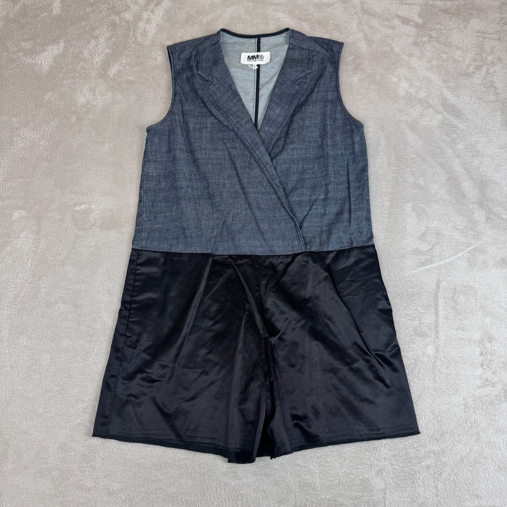 NWT MM6 Maison Martin Margiela Romper Womens 40 Blue Black MSRP $460 One Piece